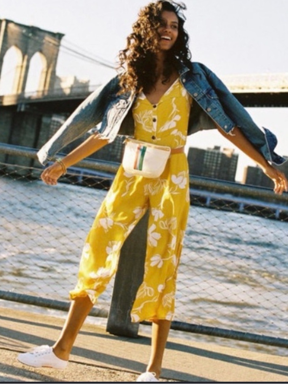 New with tag Anthropologie x Faithfull The Brand Women’s Yellow Floral Jumpsuit